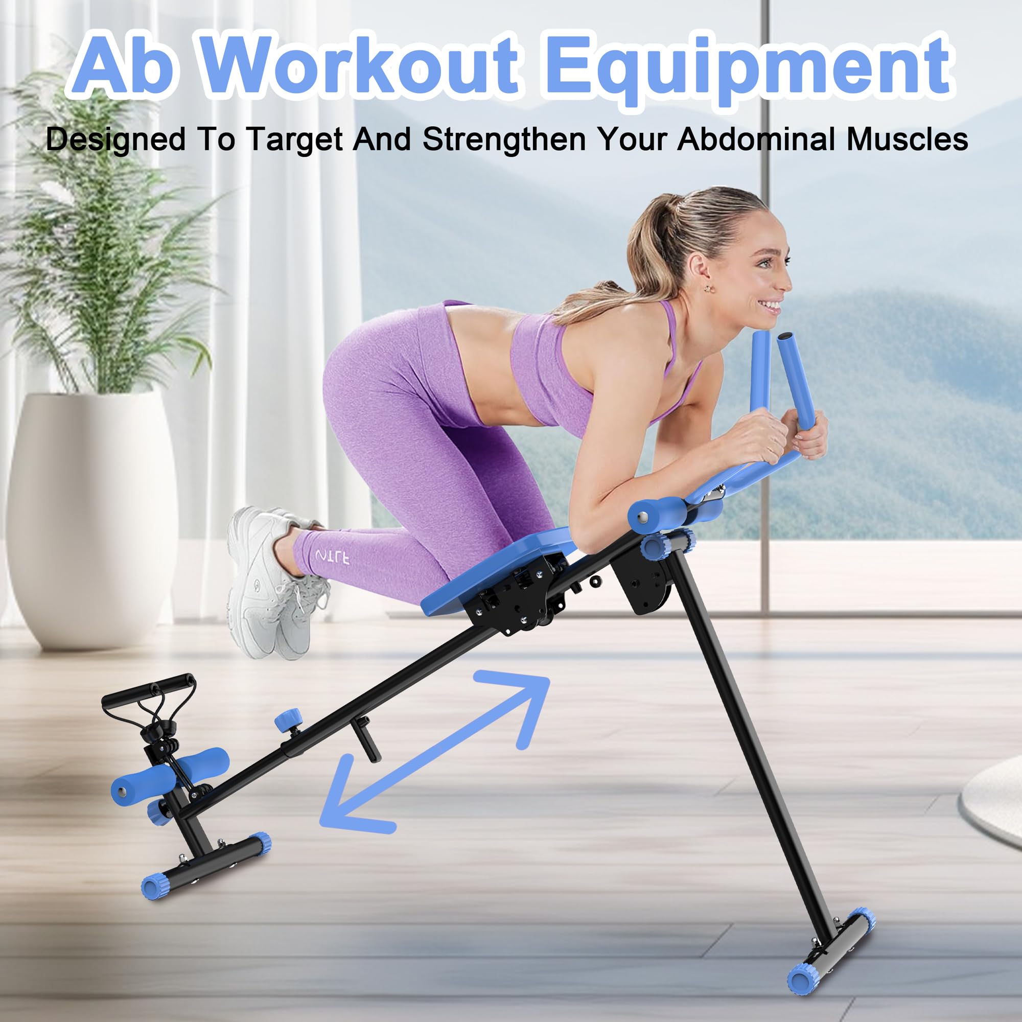 4-in-1 Multifunctional Home Gym Equipment: Rowing Machine, Leg Press, Ab Glider & Roman Chair for Full Body Workout - Perfect for Core Strength Training, Weight Loss & Home Fitness