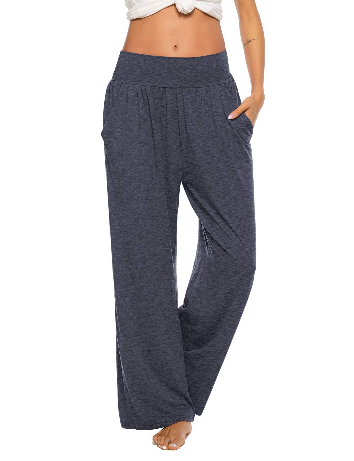 ZJCT Women's High Waisted Yoga Sweatpants - Soft Loose Fit Wide Leg Lounge Joggers with Pockets for Yoga, Gym, Running & Casual Wear