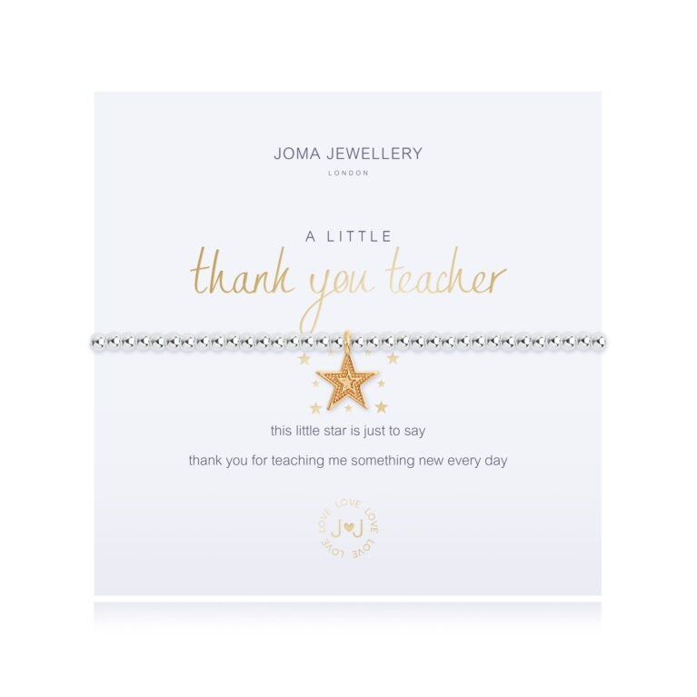 Joma Jewellery Bracelet - A Little Thank You Gift for Teacher with Star Charm | Perfect for Teacher Appreciation Day, Graduation, and Thank You Gifts