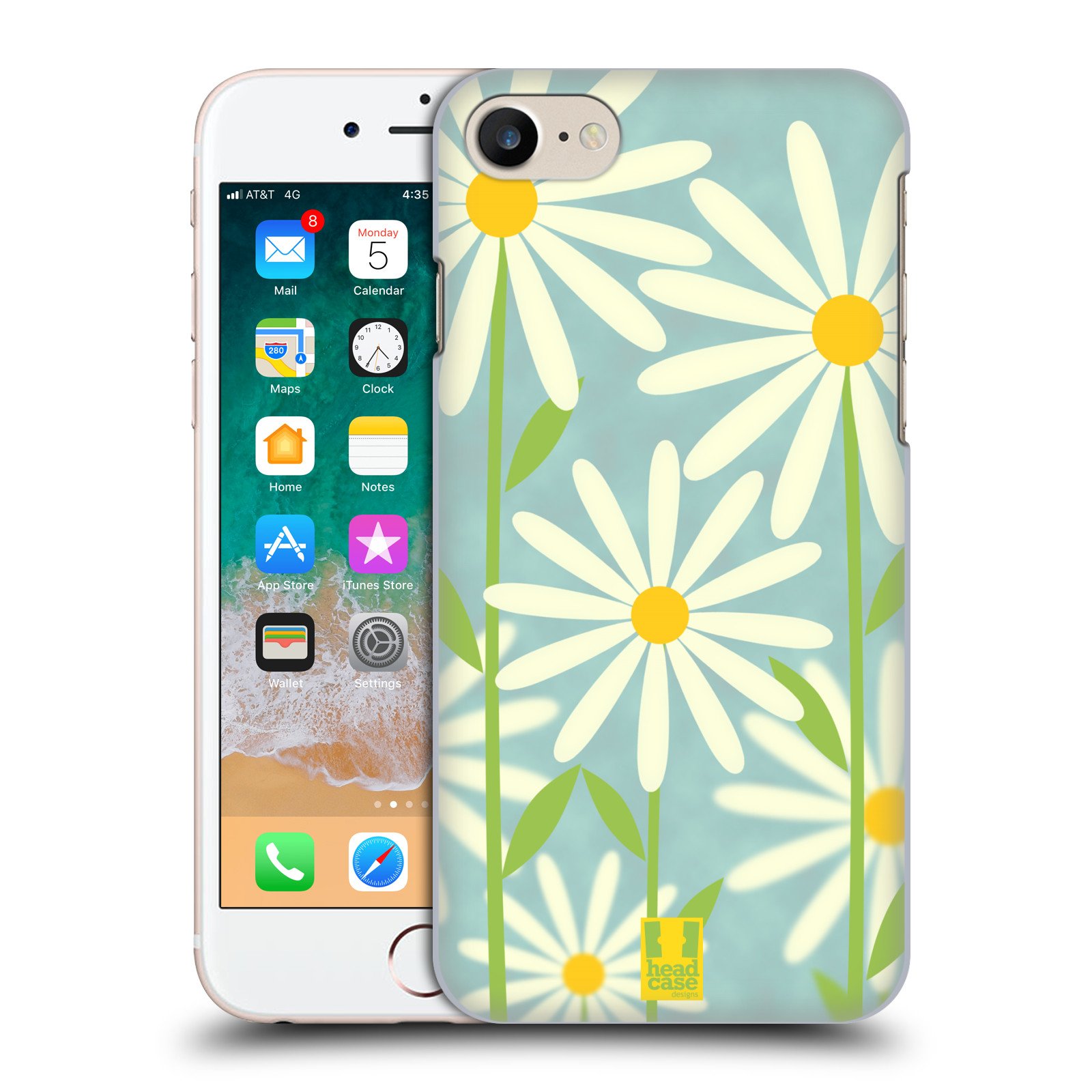 Daisy Romantic Flowers Hard Back Phone Case Compatible with Apple iPhone 7/8/SE (2020 & 2022) - Cute Floral Protective Cover for Everyday Use & Gift Giving