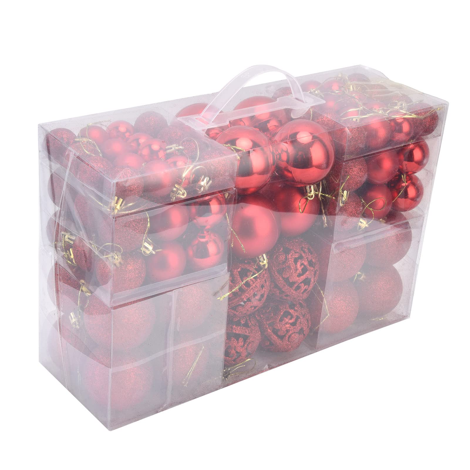 100 Pcs Christmas Ornaments Set - Red/Blue/Silver/Gold Plastic Hanging Balls (3/4/6 cm) for Christmas Tree Decorations, Holiday Party & New Year Celebration - Perfect for Home, Office & Festive Events