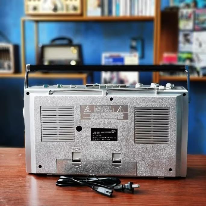 Retro 80s Style Portable CD Player Boombox with Cassette, FM Radio, SD/USB Input & 2 Speakers - 10M Transmission - Perfect for Home Parties, Outdoor Picnics & Travel