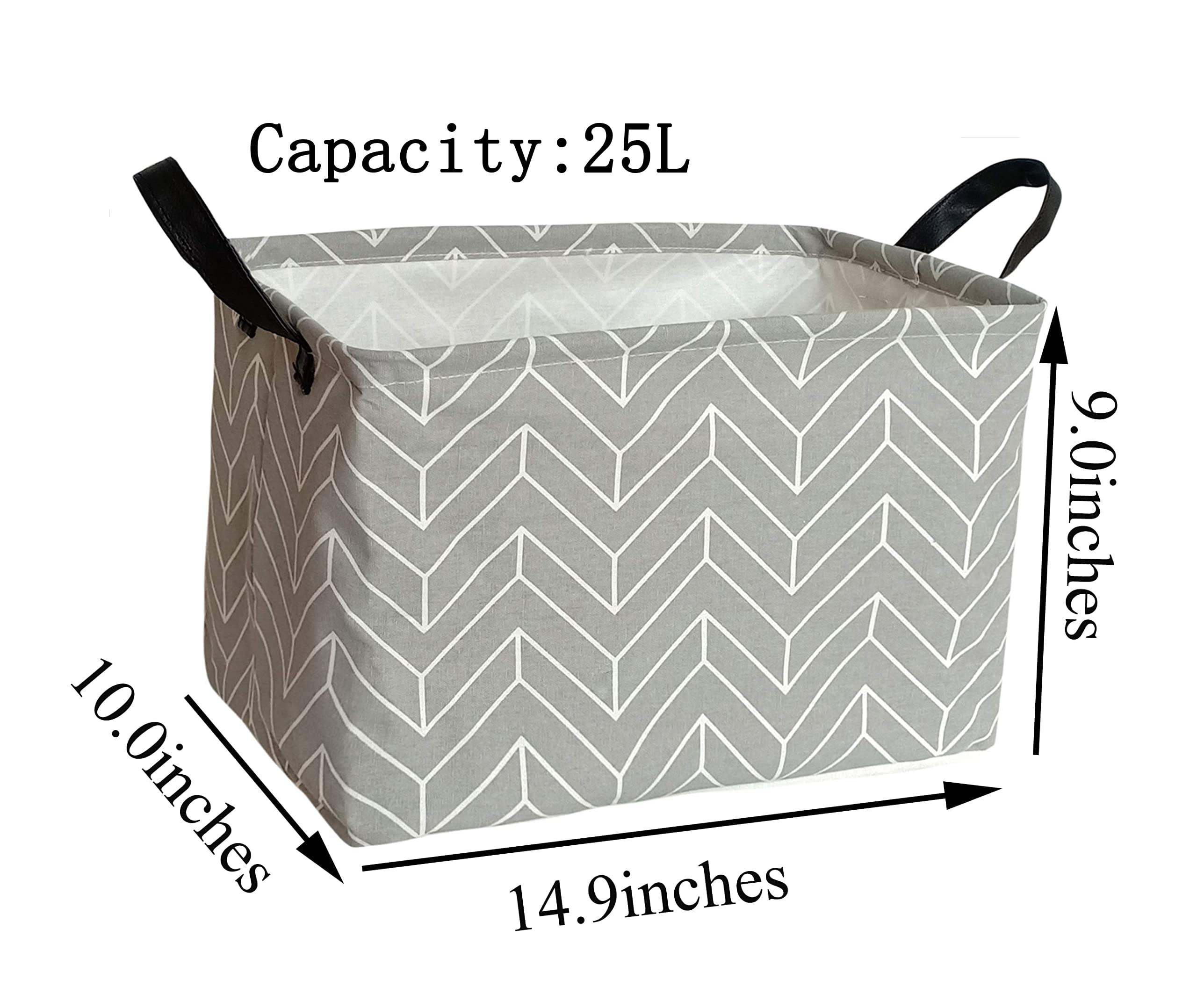 Rectangular Storage Bin with Waterproof Coating - Canvas Fabric Toy Box & Nursery Hamper with Handles | Organizer for Home, Office, Clothes & Books (Geometric Pattern) | Perfect for Kids' Room, Closet Organization & Laundry Storage