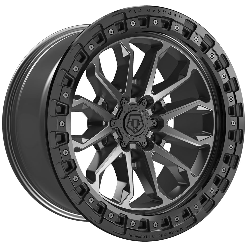 TIS OFF ROAD 556AB 17x9 Wheels - 6x5.50 Bolt Pattern, +00 Offset, 106.2mm Center Bore - Satin Anthracite with Cast Satin Black Bead Ring - Perfect for Jeep Wrangler, Toyota Tacoma & Off-Road Adventures