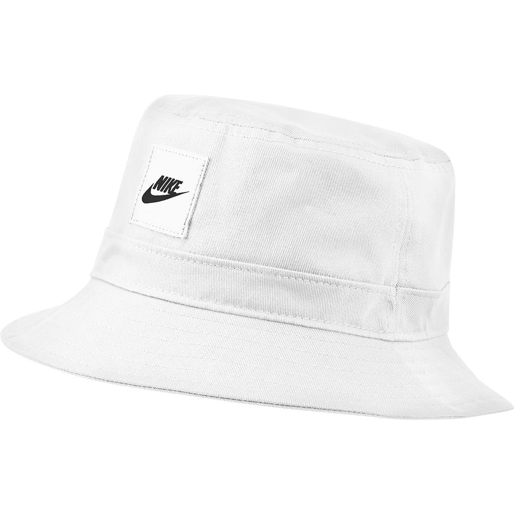 Nike Junior Futura Core Bucket Hat for Kids - White Adjustable Sun Hat for Outdoor Sports, Beach & Summer Activities