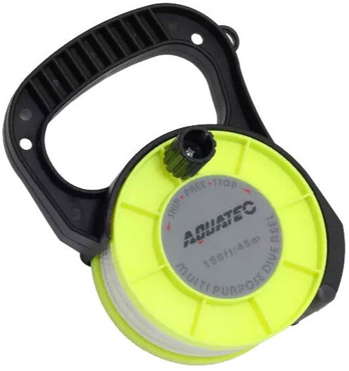 Aquatec 45m Multi Function Diving Reel with Safety Stop Switch - Professional Scuba Gear for Cave Exploration & Underwater Navigation