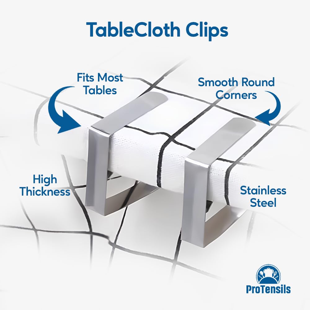 32 Pcs Stainless Steel Picnic Tablecloth Clips - Heavy Duty Table Cloth Clamps for Outdoor Dining, Fits 1.5” Thick Tables, Perfect for BBQs, Picnics, Camping and Party Decorations