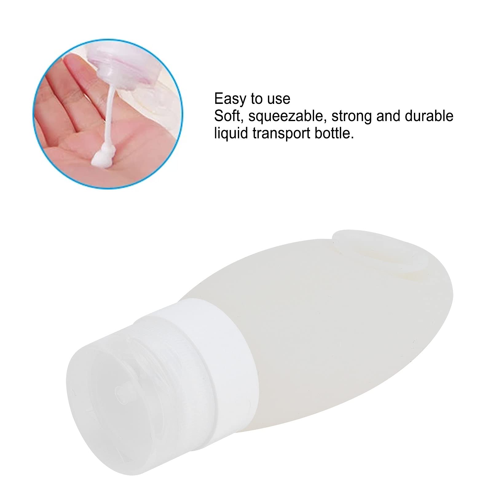 **Travel Size Containers - Food Grade Silicone Leak-Proof Travel Bottles for Shampoo, Conditioner & Cosmetics (White) - Perfect for Toiletries, Airplane Carry-On & Gym Essentials**