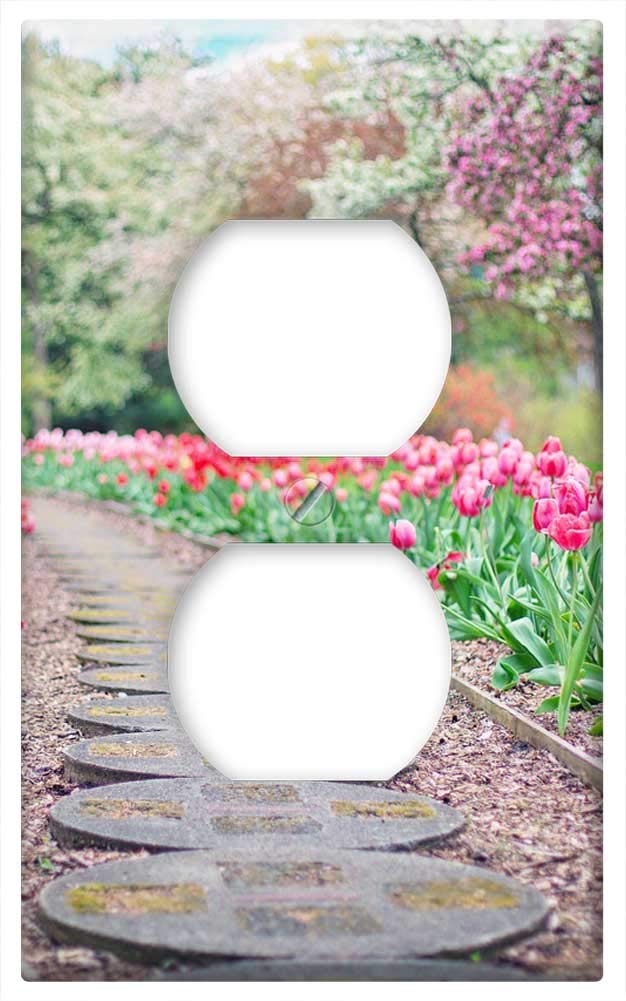 Switch Plate Outlet Cover - Pink Tulips Spring Design | Decorative Wall Plate for Home, Bedroom, Kitchen & Office Decor