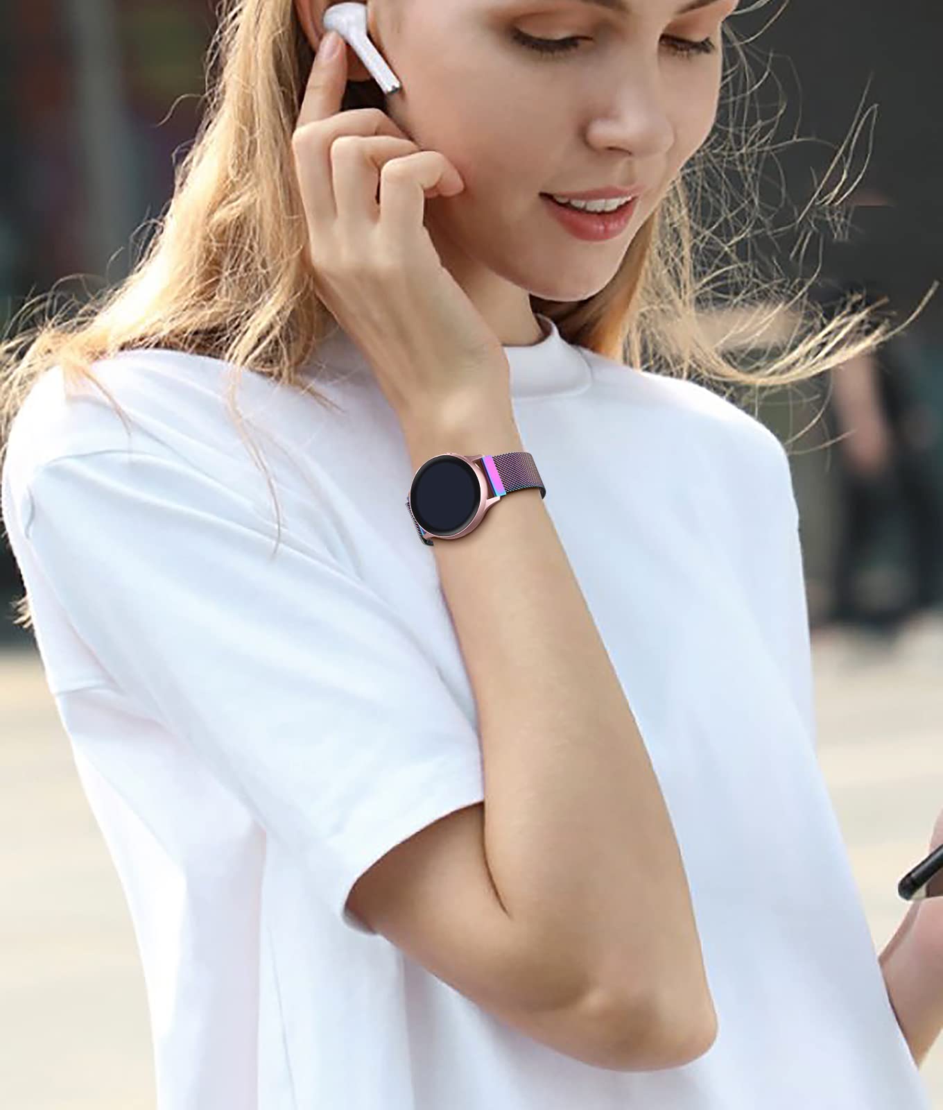 PIOWNN 20mm Metal Strap for Samsung Galaxy Watch 4/5/6 - Fashion & Durable for Workout & Daily Use