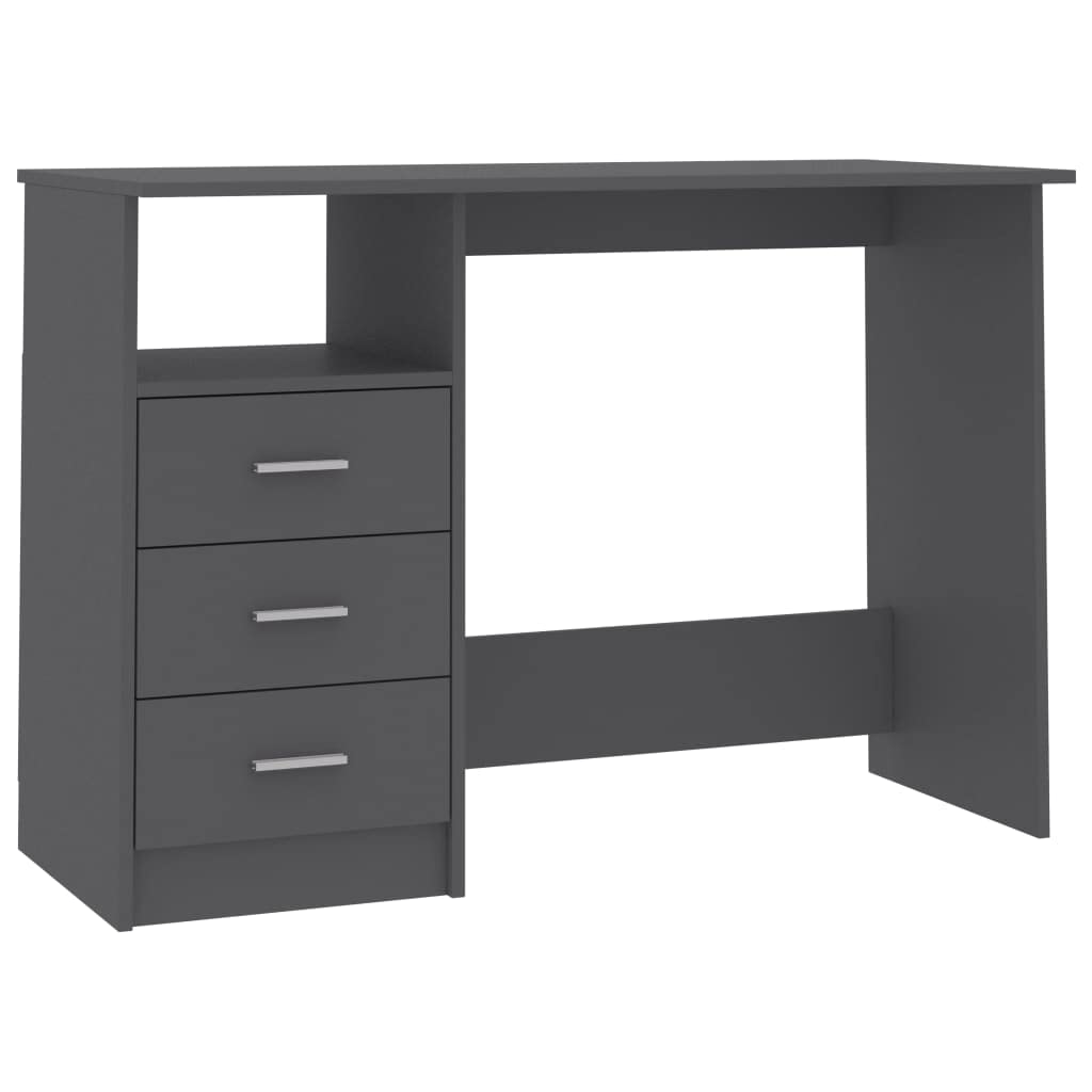 Compact Gray Study Desk with Drawers - 43.3