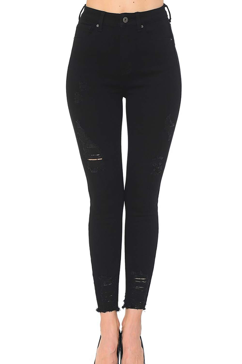 Vintage-Inspired Women's WAX JEAN Skinny Ankle Jeans with Distressed Hem - Perfect for Casual Outfits, Date Nights & Street Style Fashion