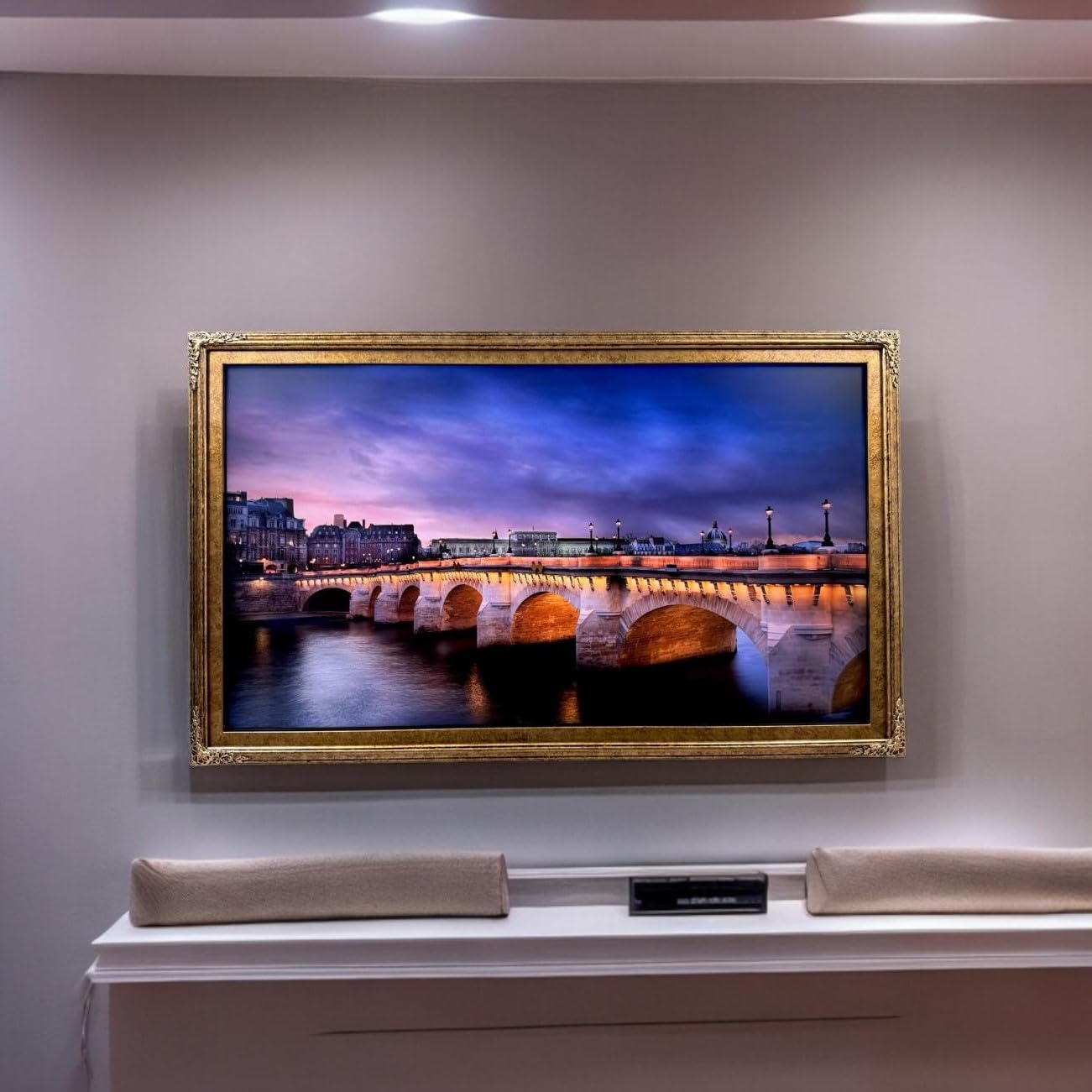 32/43/50/55 Inch Handmade Wood Ornate TV Frame for Samsung The Frame TV - Marble Gold Finish (Compatible Only with Samsung The Frame TV Models) | Perfect for Living Room, Bedroom & Home Theater Decor