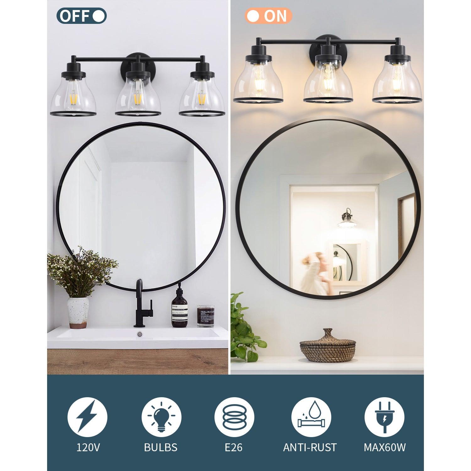 Hermosa Modern 3-Light Bathroom Vanity Light Fixture - Brushed Nickel Finish, Dimmable LED Lighting for Bathroom, Powder Room & Dressing Area