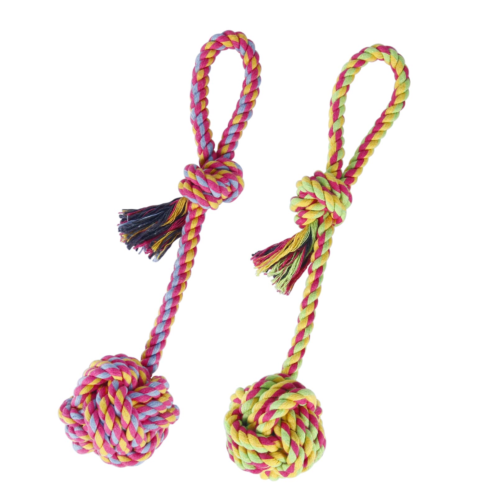 Durable Dog Rope Toys - Pack of 2 Interactive Braided Cotton Chew Toys for Teeth Cleaning & Dental Health | Perfect for Playtime, Training & Puppy Teething Relief