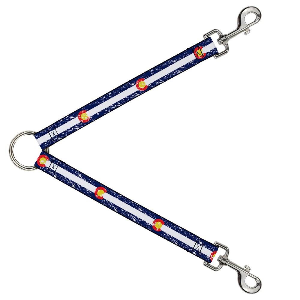 Buckle-Down DLS-W32967-W Dog Leash Splitter with Colorado Flags Design - 1.5
