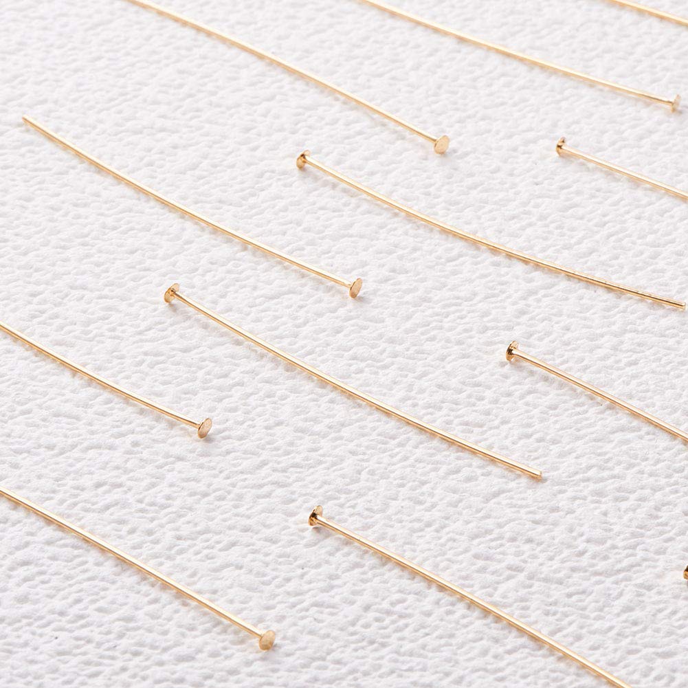 BENECREAT 100PCS 18K Real Gold Plated Flat Head Pins, 21 Gauge Satin Pins for DIY Jewelry Making, 45mm (1.8