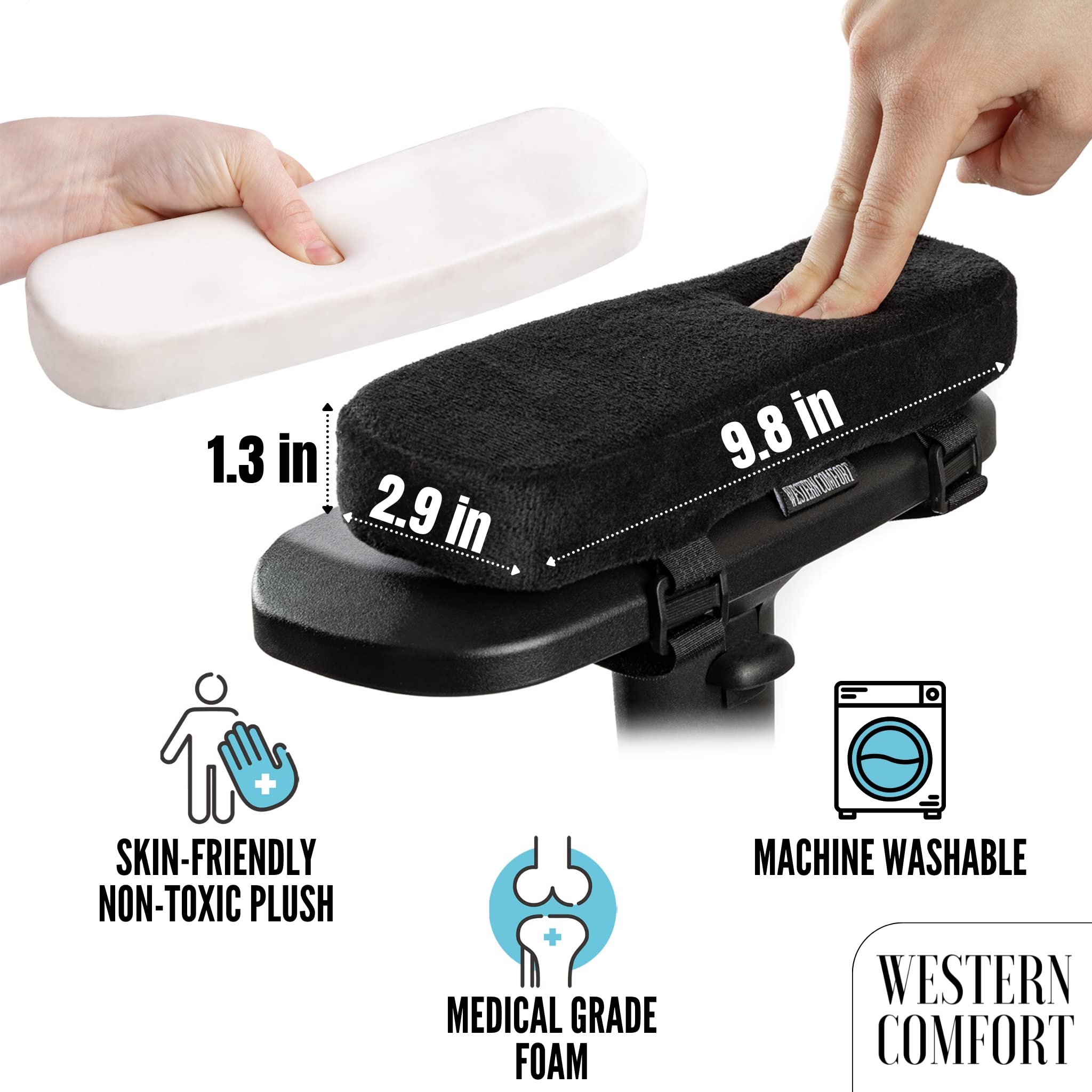 Ergonomic Gaming Chair Memory Foam Armrest Pads - Extra Soft Rectangle Cushions for Comfort & Support - Perfect for PC, Office, and Console Gaming Sessions