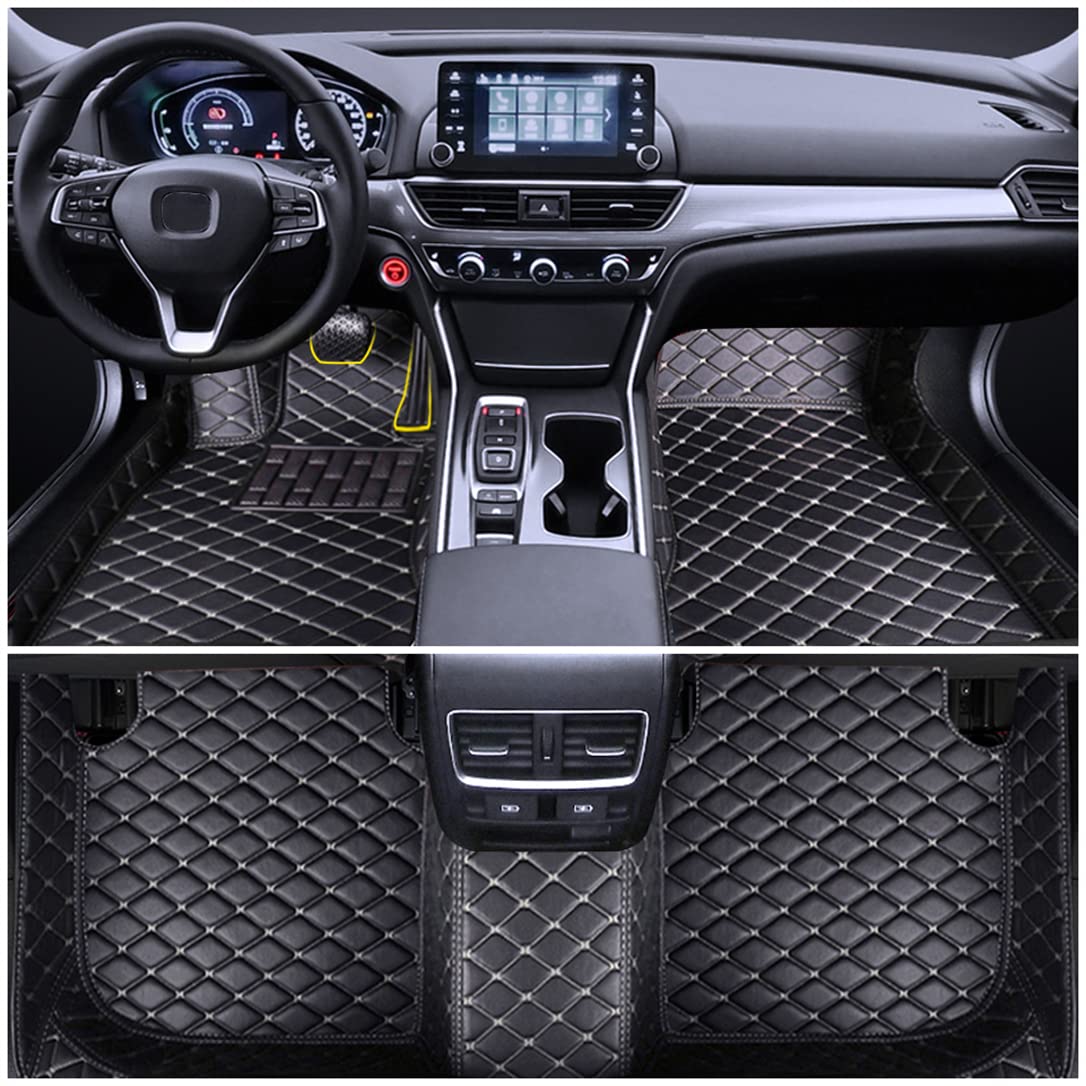 Premium Custom Car Floor Mats for Toyota CHR 2016-2019 - Luxury Leather, Waterproof & Anti-Slip Full Coverage Front & Rear Set (Black/Beige) | Perfect for All-Weather Protection & Interior Style Enhancement