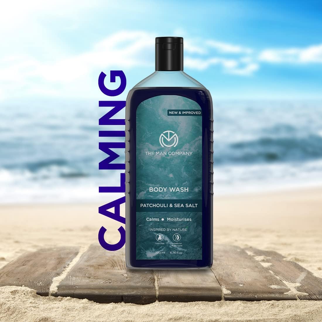 Patchouli & Sea Salt Scented Body Wash for Men - 200ml | Deep Moisturizing Shower Gel with Green Tea, Turmeric & Moringa Extracts for Smooth Skin | Perfect for Post-Workout, Gym & Daily Refreshment