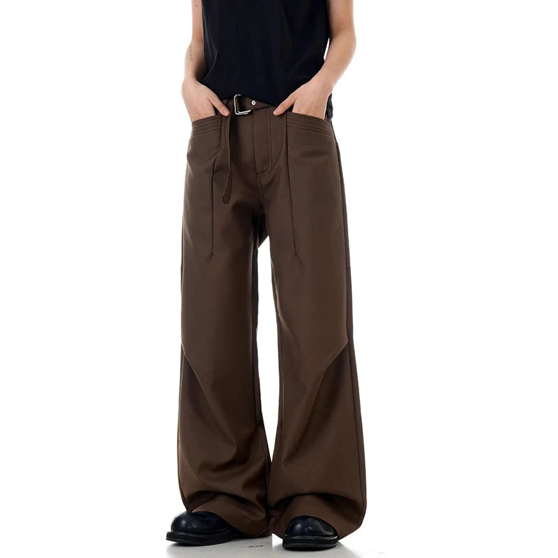 American Style Men's Suit Pants - Loose Fit Pleated Straight Leg Trousers | Solid Color Casual Dress Pants for Summer | Office Wear, Business Attire & Formal Occasions