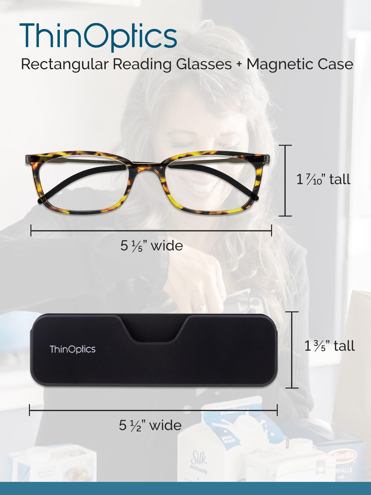 ThinOptics Rectangular Reading Glasses - Lightweight & Stylish Readers for Women & Men | Perfect for Reading, Travel, and Everyday Use