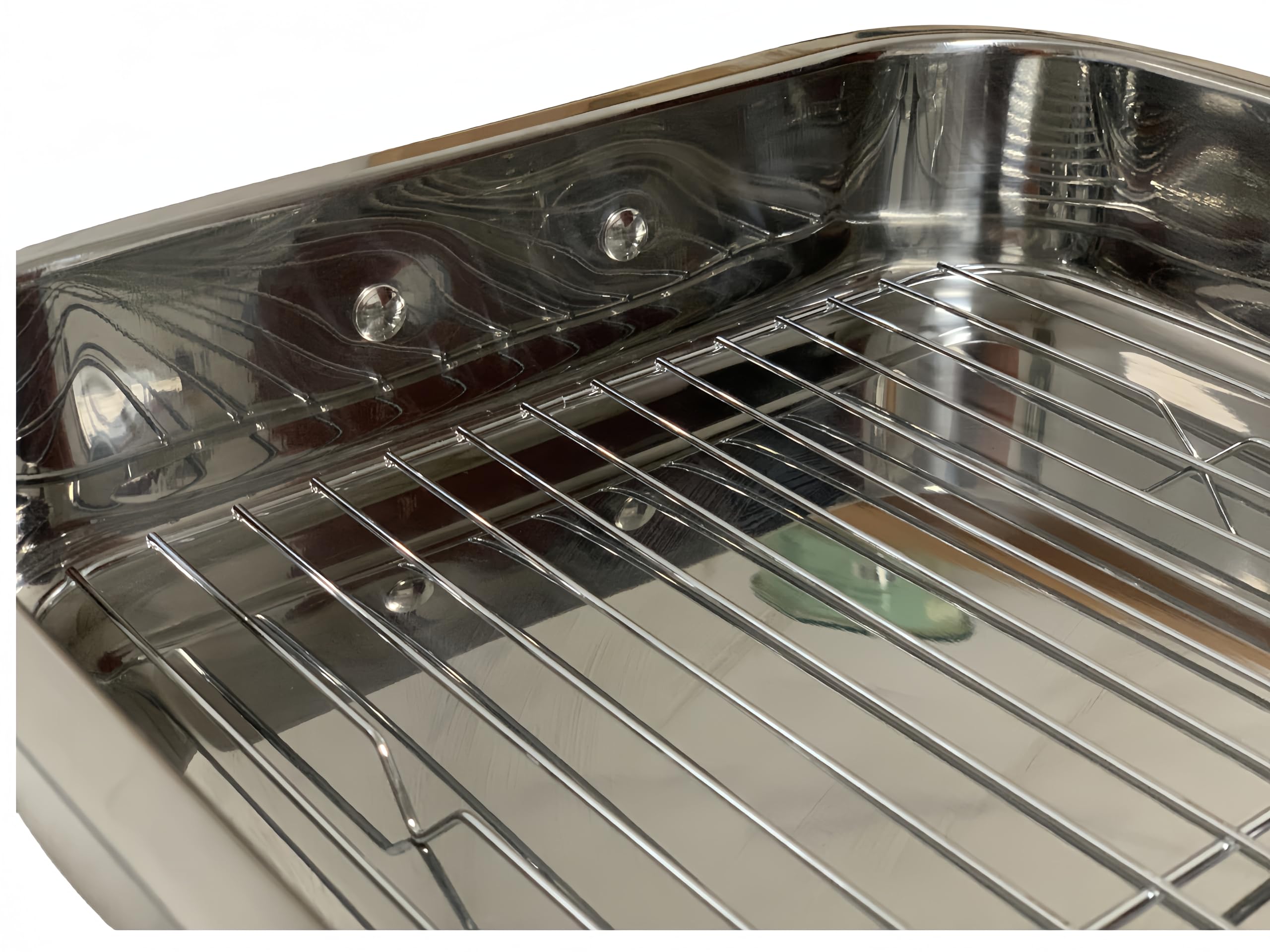 Premium Stainless Steel Roasting Pan with Grill Rack - 14.2x10.2x2.4 Inch Rectangular Turkey Roaster for Chicken, Ham & Holiday Meals - Perfect for Oven Baking, Thanksgiving Dinner & Family Gatherings