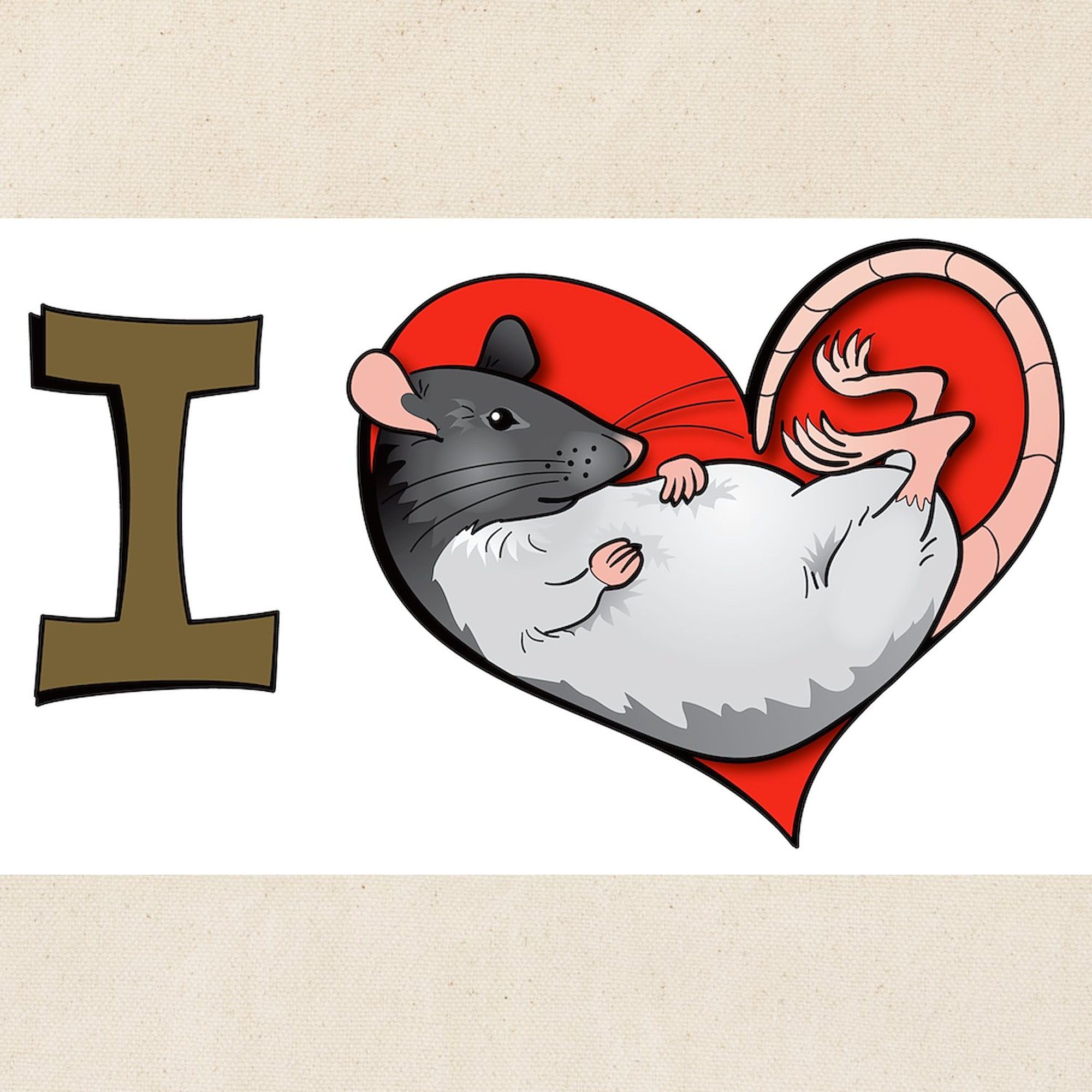 CafePress I Heart Rats Hooded Tote Bag - Natural Canvas Reusable Shopping Bag for Groceries, Beach & Daily Use