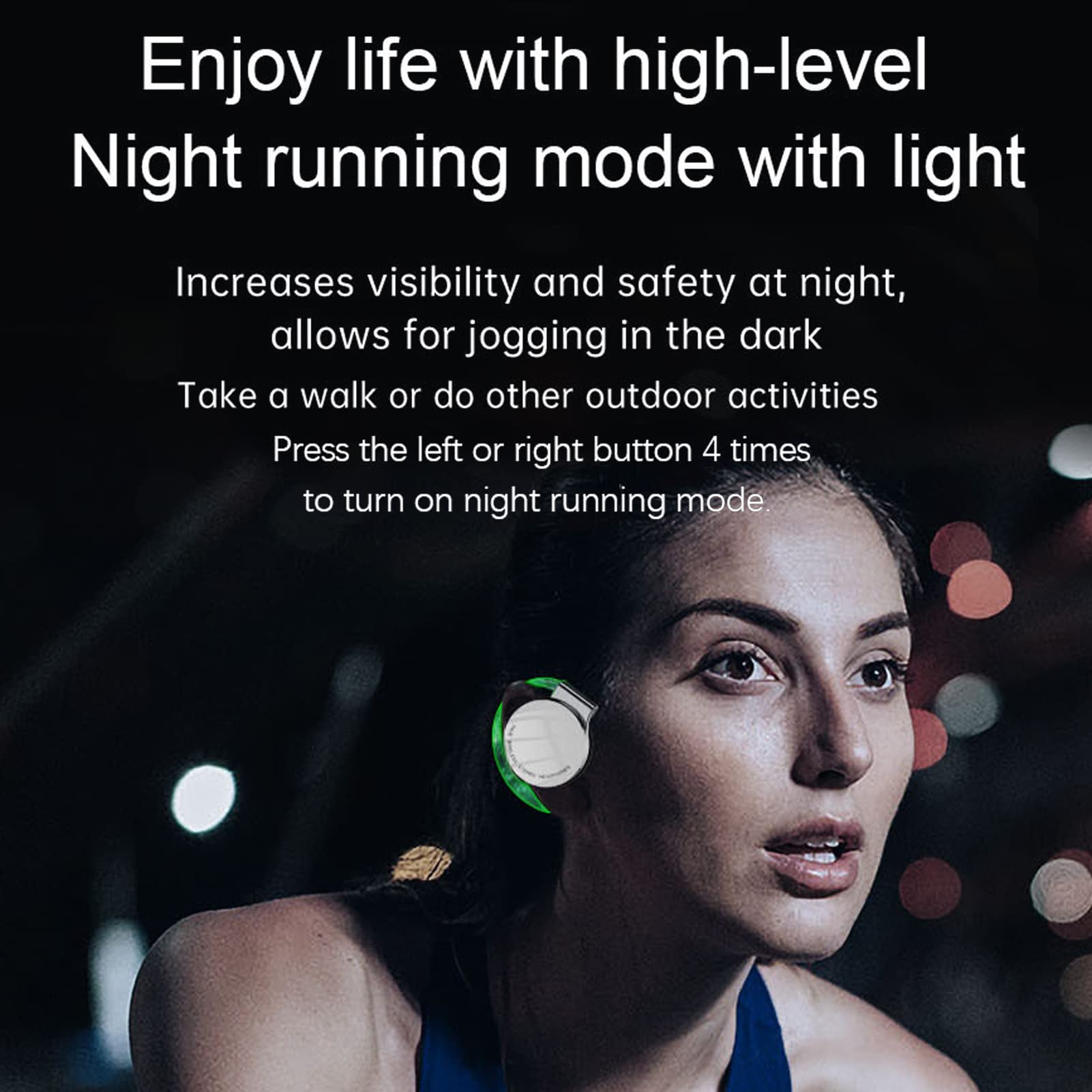 Jectse Clip-On Headphones with Charging Case & Cable - Wireless Bluetooth Earphones, Lightweight Stereo Headset for Running, Gym, Workout, Travel (White)