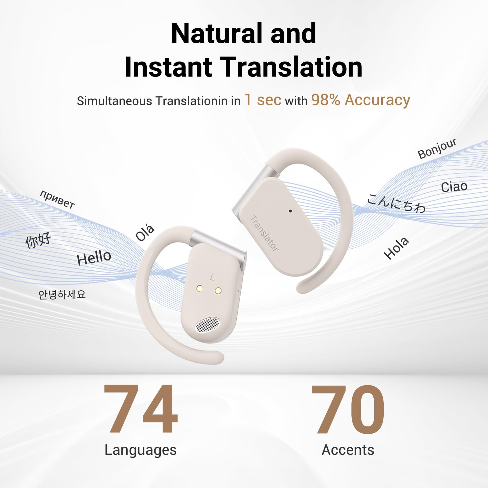 M9 AI Translator Earbuds - 144 Languages, Open-Ear Design for Travel & Business