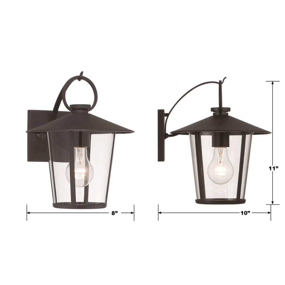 Andover 1 Light Outdoor Wall Sconce - 9x11 Inch Stainless Steel with Clear Glass, Black Matte Finish - 120V E26 Medium Base LED Compatible - Perfect for Patio, Garden, Porch, and Exterior Wall Lighting