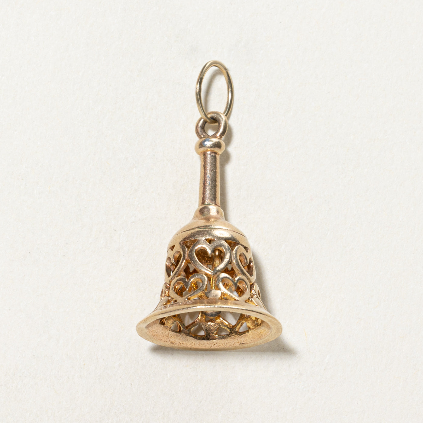 9K Yellow Gold Heart Bell Charm Pendant - Elegant Jewelry for Necklaces & Bracelets - Perfect for Gifts, Anniversaries, and Special Occasions