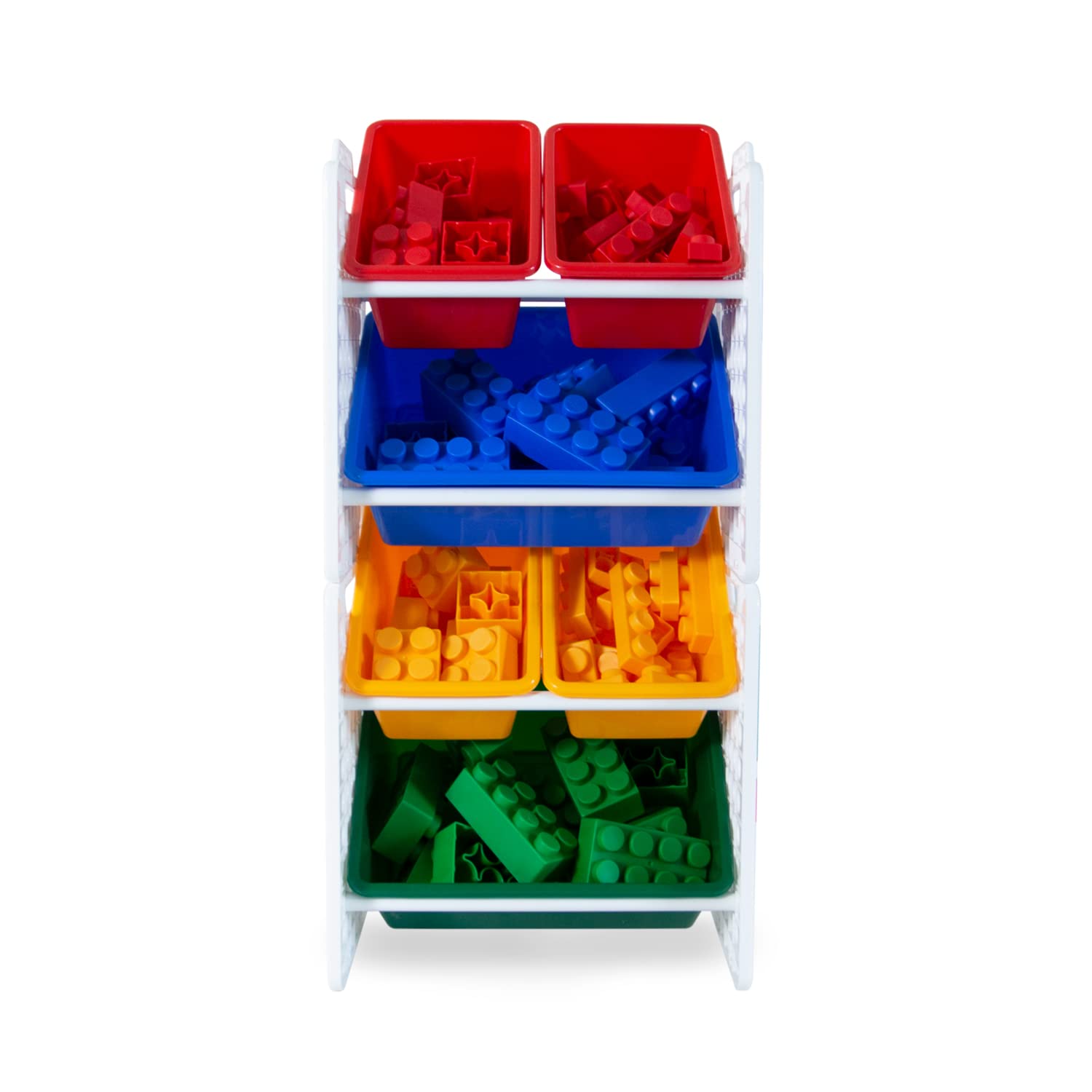 UNiPLAY 6-Bin Toy Organizer with Removable Storage Bins - Kids Bookshelf, Lego Storage, School Supplies Organizer - Sturdy Baseplate Frame (Primary Colors) - Perfect for Playrooms, Classrooms & Home Organization