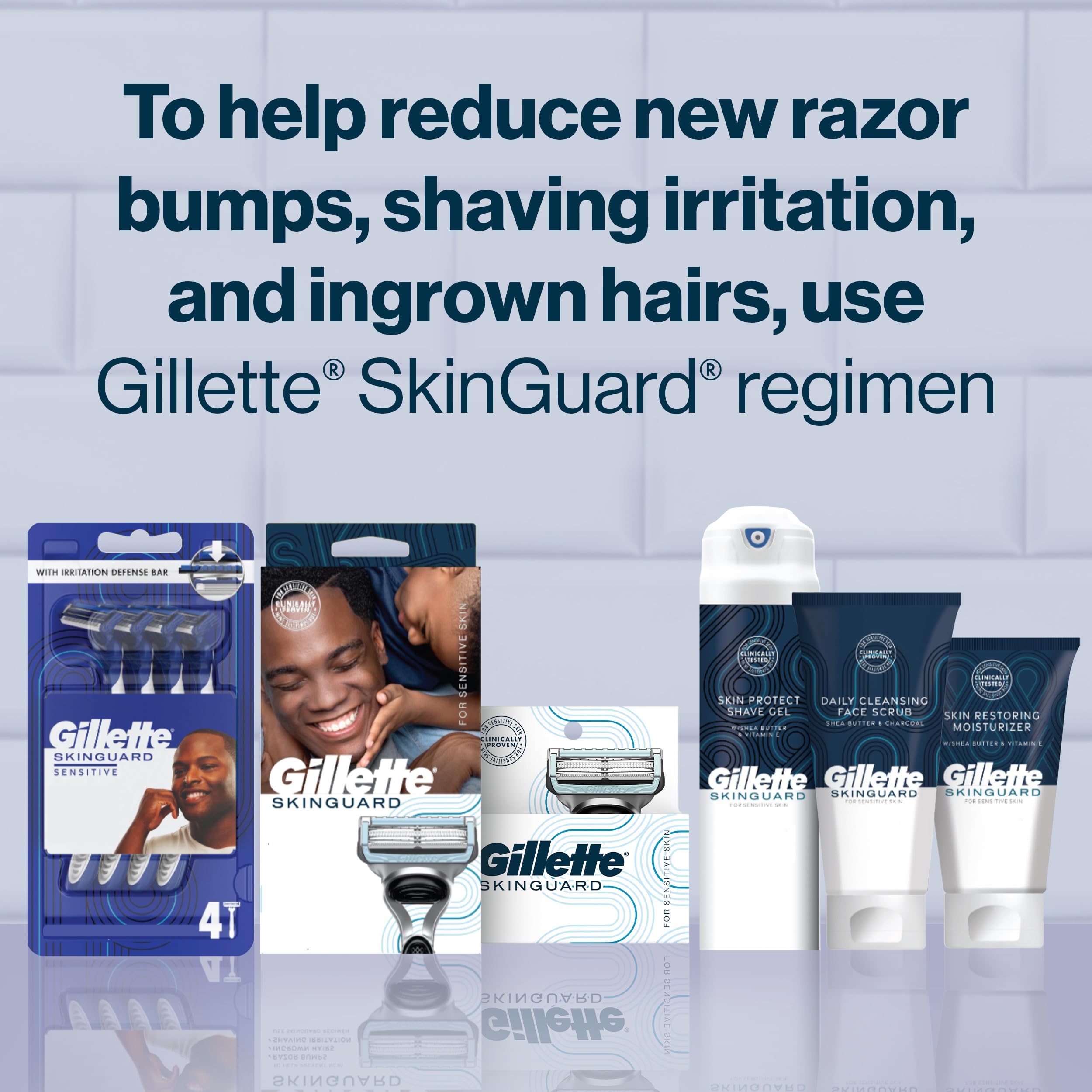 Gillette SkinGuard Men's Face Moisturizer 3.4 oz - Shea Butter & Vitamin E Skin Restoring Cream for Dry & Sensitive Skin - Daily Hydration for Shaving & Post-Shave Care