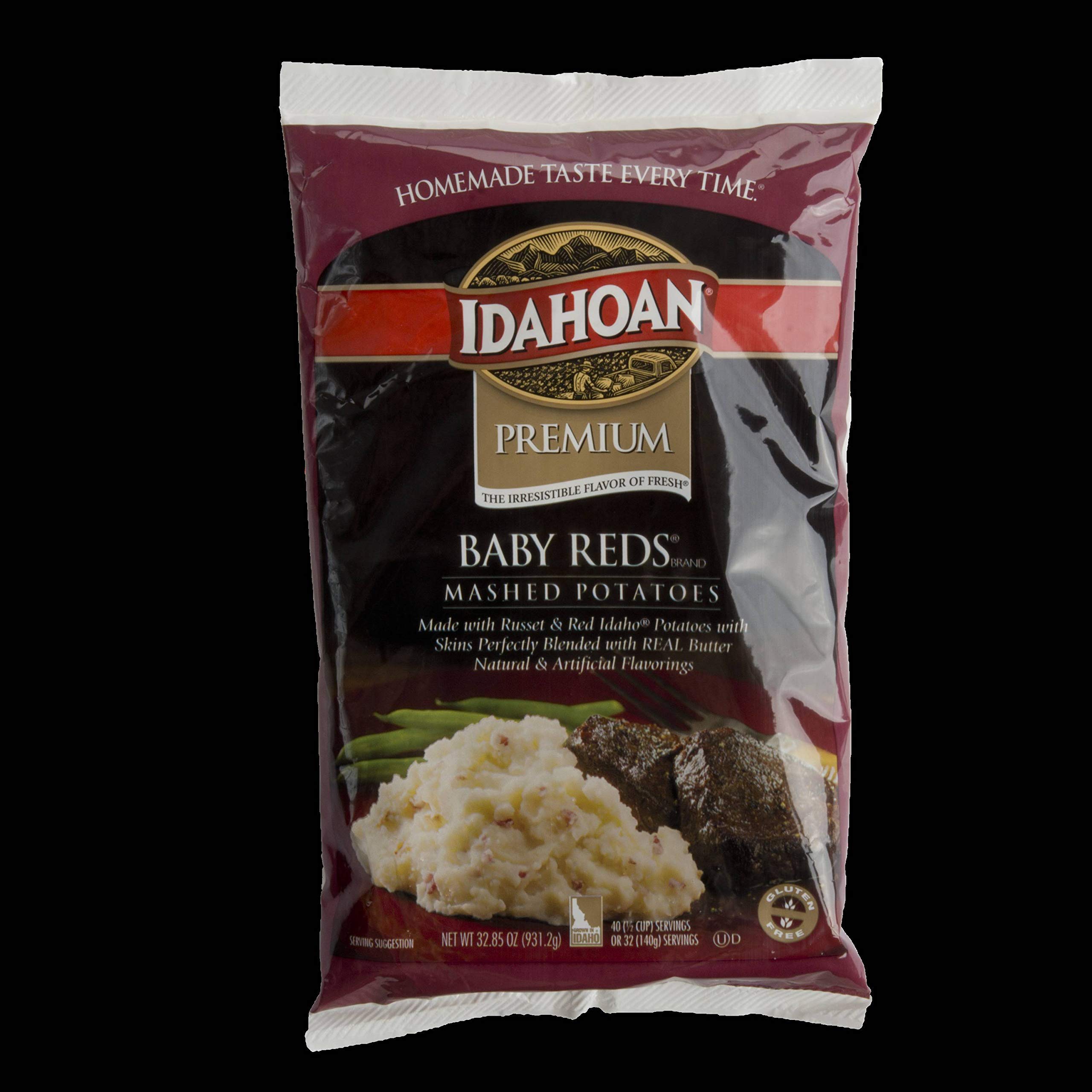 Idahoan Premium Baby Reds Mashed Potatoes, 32.5 Oz (Pack of 8) - Creamy Instant Potatoes for Family Dinners, Holiday Meals & Quick Side Dishes
