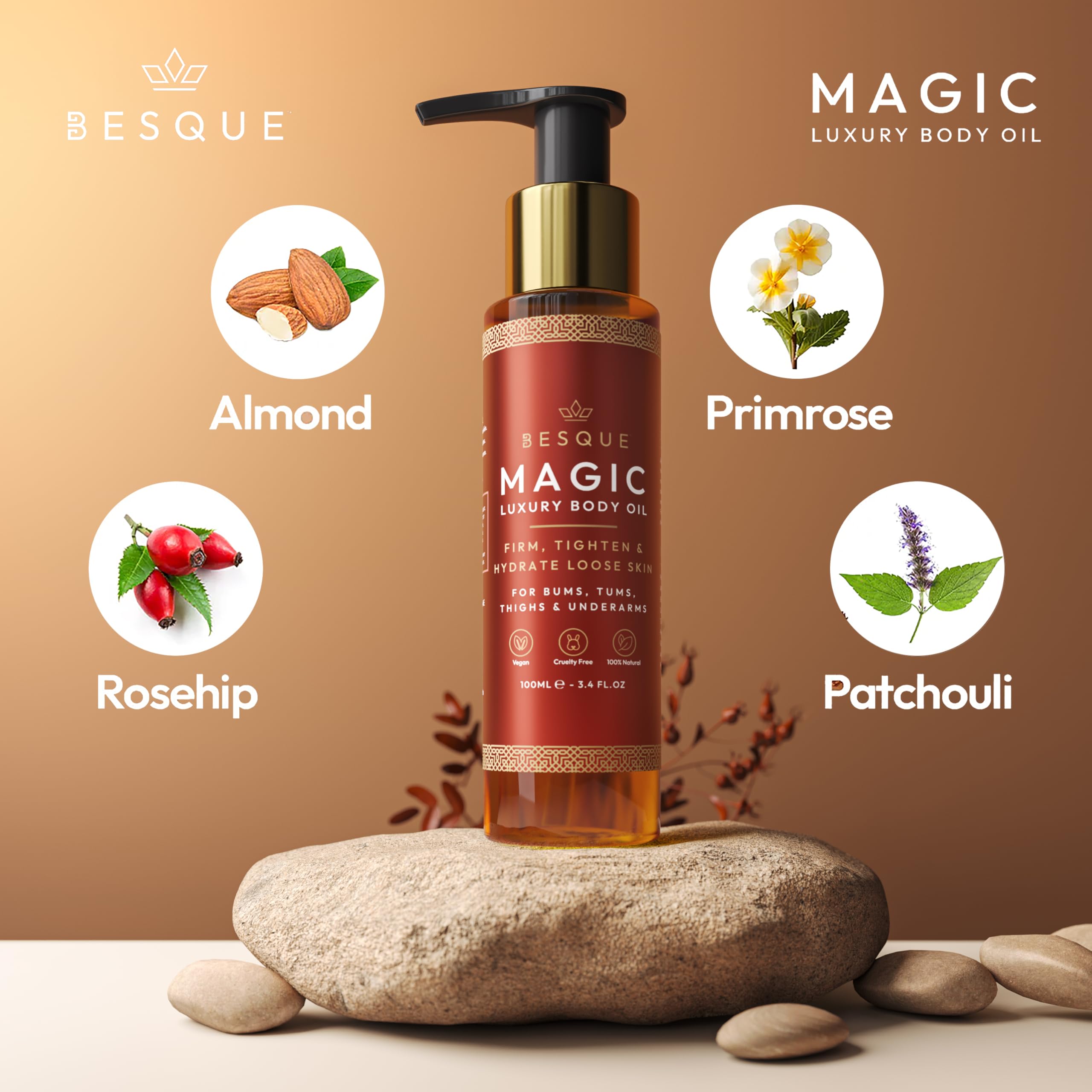Magic Body Oil for Women - 3.38 FL OZ Hydrating & Firming Skin Care with Natural Ingredients, After Shower Moisturizer to Plump & Tighten Skin, Luxury Spa Gift Set (Pack of 2) - Perfect for Post-Shower Hydration, Daily Skincare Routine & Relaxing Spa Nights at Home