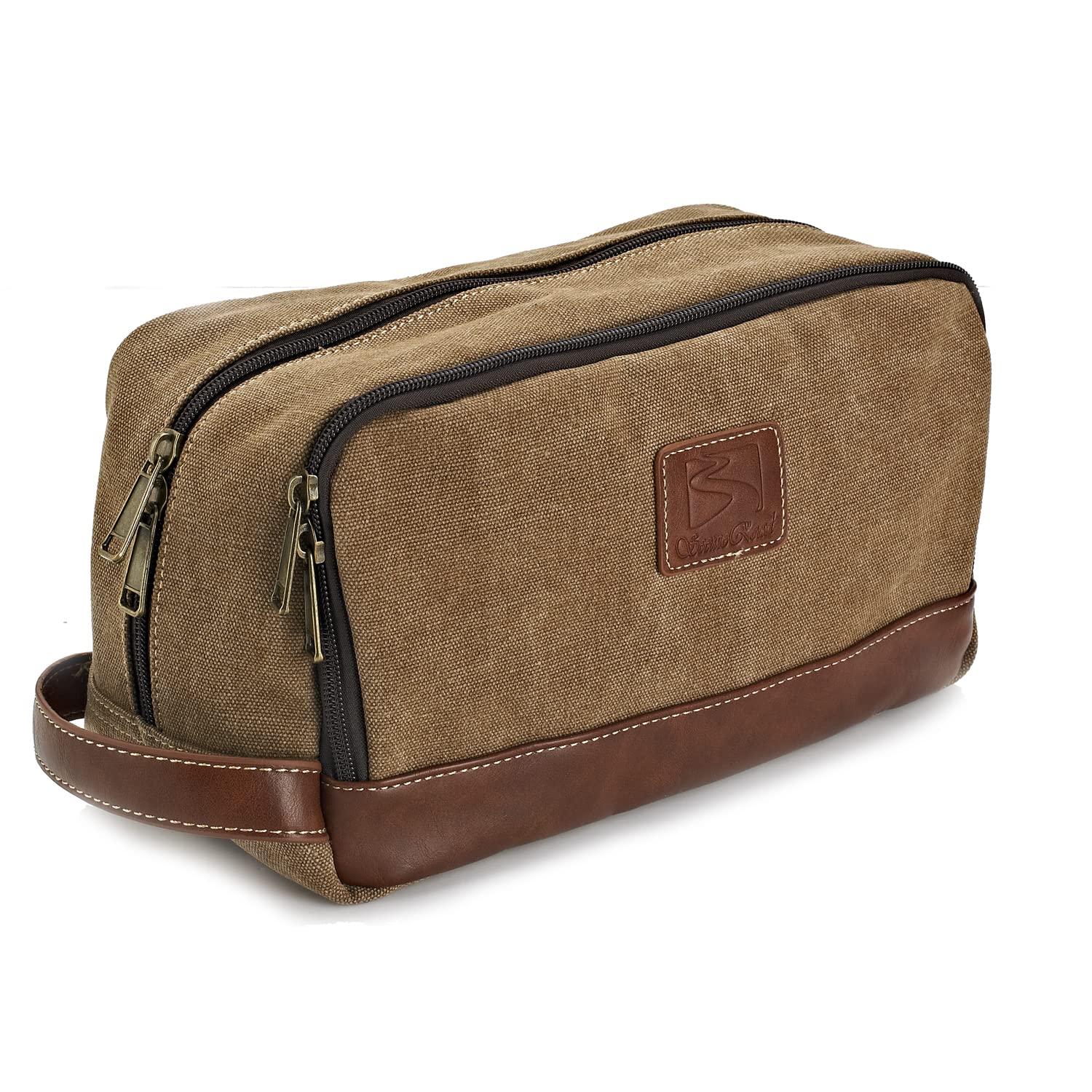 Waterproof Canvas Travel Toiletry Bag for Men & Women - Hanging Vegan Leather Dopp Kit Organizer with Multiple Pockets - Perfect for Camping, Gym, Business Trips & Vacation Accessories Storage