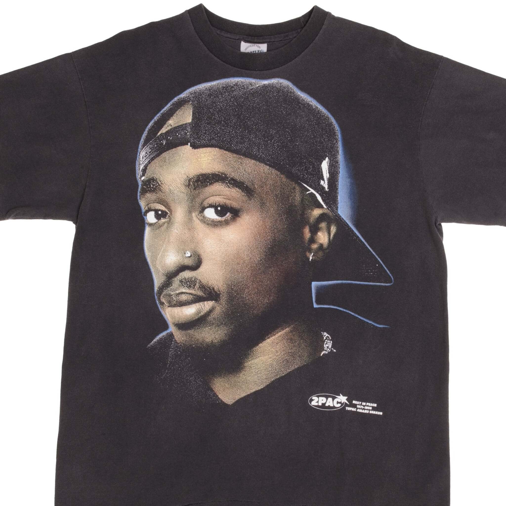 Vintage Bootleg Rap T-Shirt - 2Pac Tupac 'I Wonder If Heaven Got A Ghetto' Graphic Tee - Size XL - Hip Hop Streetwear for Concerts & Urban Fashion