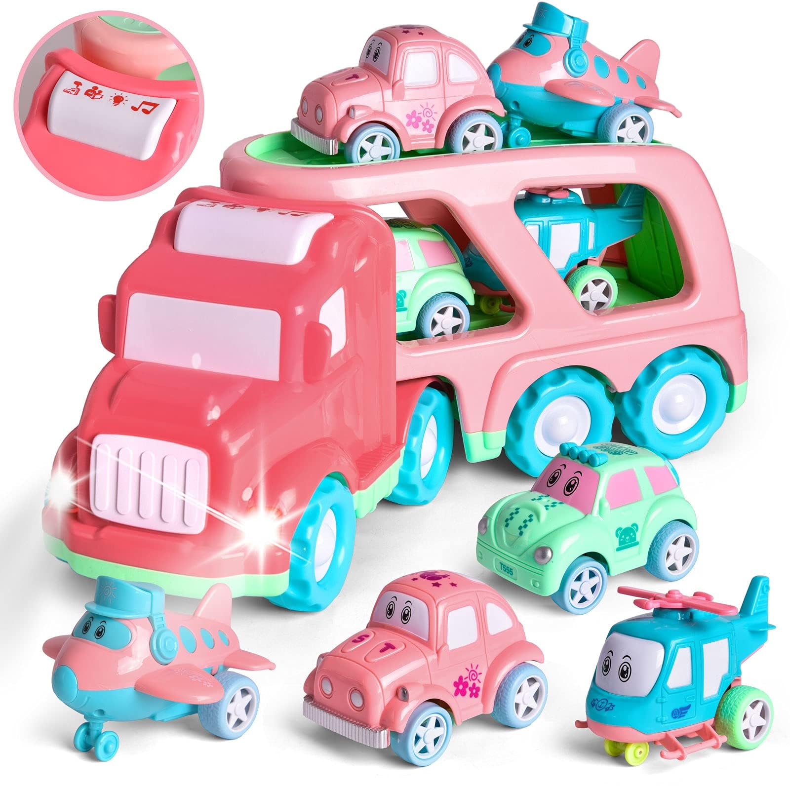 **Best Toddler Toys for Girls Ages 2-5 - FUN LITTLE TOYS Princess Carrier Truck with Cars & Planes - Educational Pretend Play Vehicle for Toddlers & Preschoolers - Perfect for Birthday Gifts & Indoor Playtime**