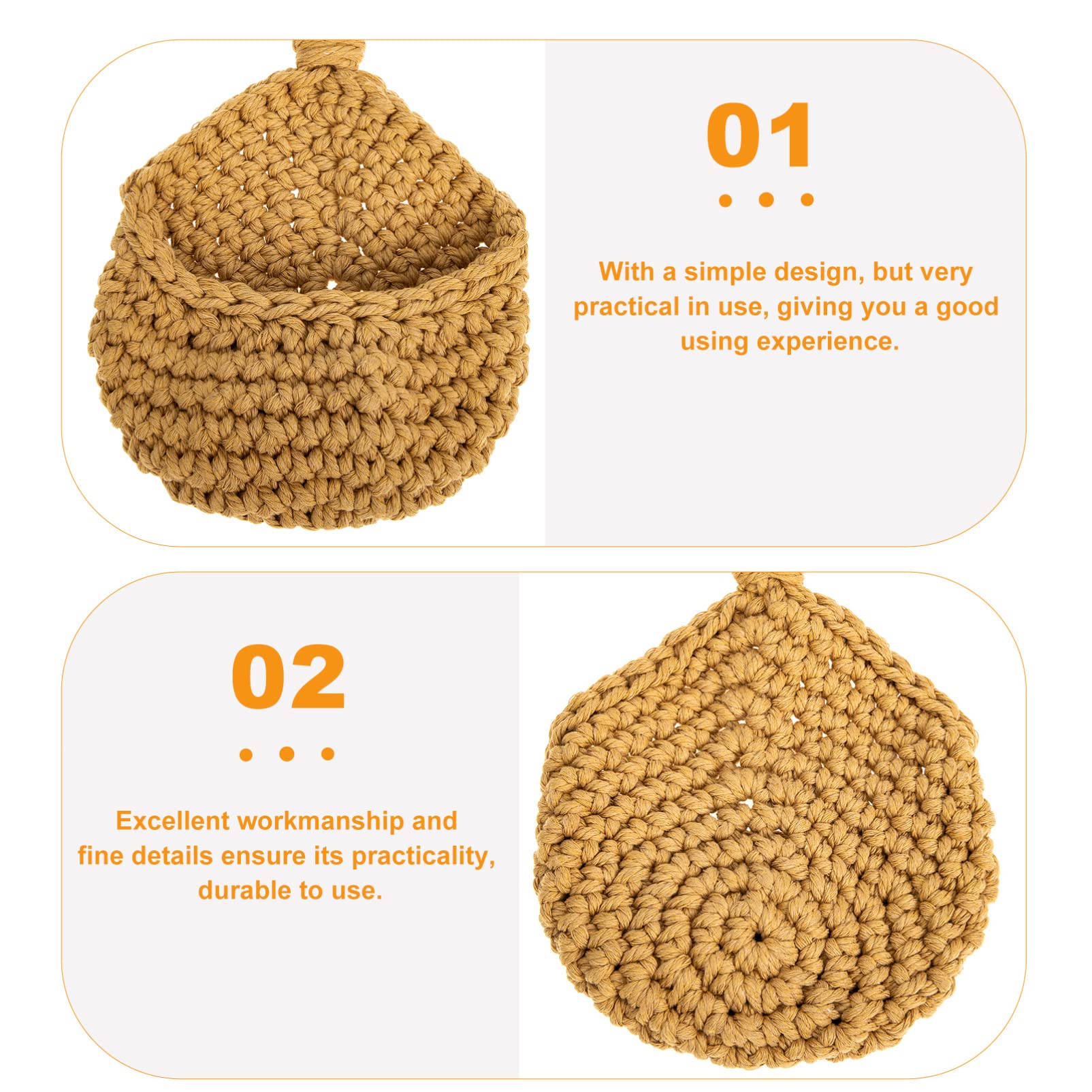 Macrame Wall Hanging Basket - Woven Cotton Rope Plant Hanger for Flowers, Vegetables & Storage | Over The Door Organizer for Kitchen, Bathroom & Home Decor | Eco-Friendly Straw & Rope Household Basket