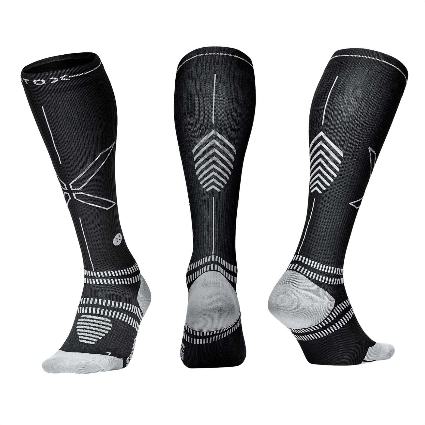 STOX Energy Socks for Women - High Performance Compression Socks for Running, Workout & Sports - Reduce Muscle Fatigue & Speed Up Recovery - Comfortable Athletic Socks in Black, Burgundy & Blue - Perfect for Gym, Hiking & Marathon Training