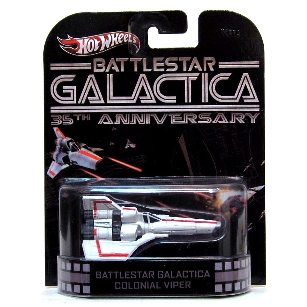 Hot Wheels Retro Battlestar Galactica 35th Anniversary 1:64 Scale Die Cast Colonial Viper Car - Collectible Toy for Sci-Fi Fans & Display for Home/Office