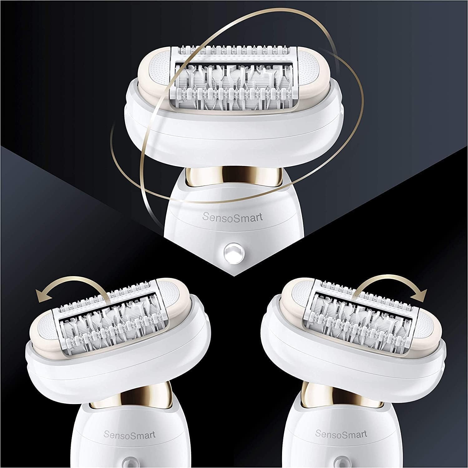 Braun Silk-épil 9 Flex Epilator with Flexible Head & Face Mini Hair Remover - White/Gold | Facial & Body Hair Removal | Portable Design for Travel & Home Use