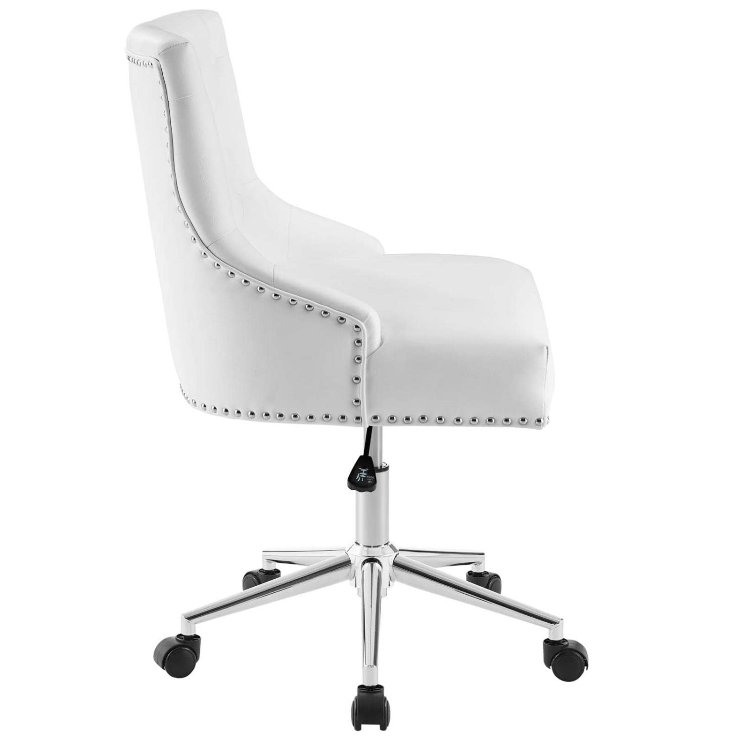 Modway Regent Tufted Button Faux Leather Swivel Office Chair with Nailhead Trim - White Ergonomic Desk Chair for Home Office, Gaming & Conference Room