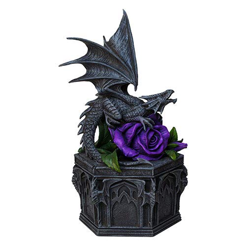 7.25 Inch Dragon Beauty with Purple Rose Jewelry Box - Handcrafted Figurine Trinket Box for Home Decor, Gift Giving & Collectible Display