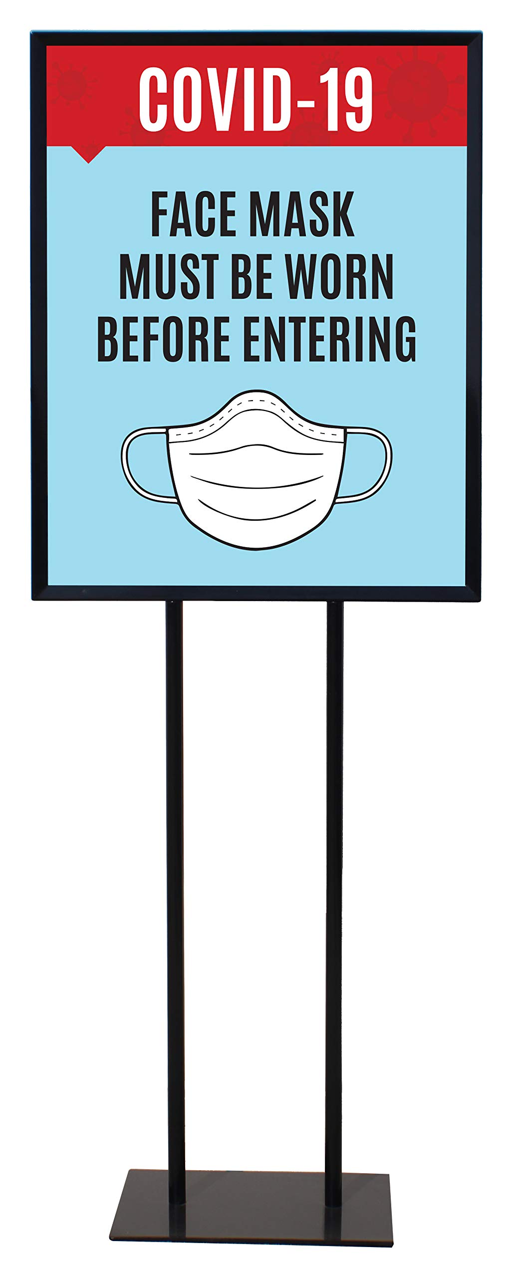 COVID-19 Safety Sign - Floor Standing Face Mask Required Poster for Businesses & Public Spaces | Ideal for Retail Stores, Offices & Healthcare Facilities