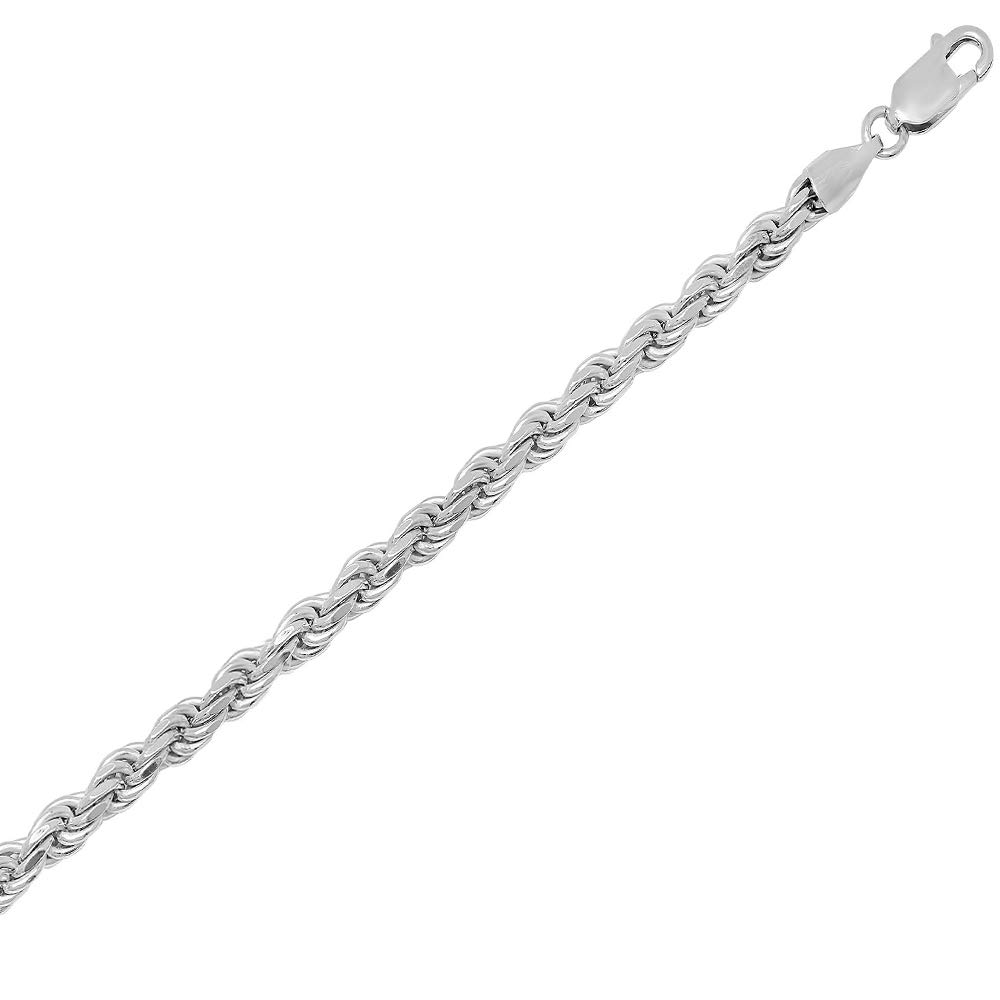 Verona Jewelers 925 Sterling Silver 4MM Italian Diamond-Cut Rope Chain Necklace for Men & Women | Braided Twist Silver Chain Jewelry (16-36 Inches) | Perfect for Gifts, Weddings, Anniversaries & Everyday Wear