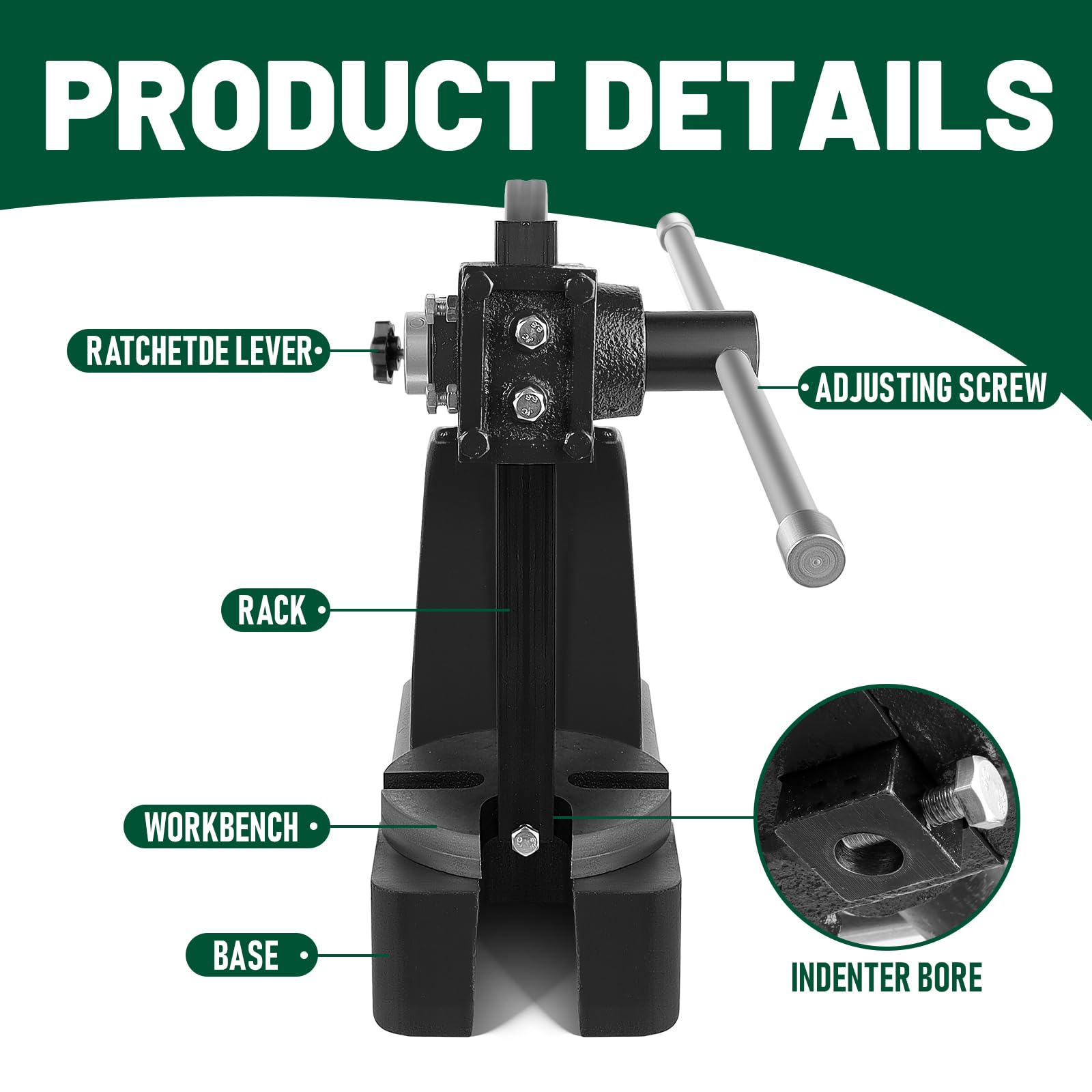 2 Ton Black Arbor Press with Ratchet Leverage & Handwheel - 8.5