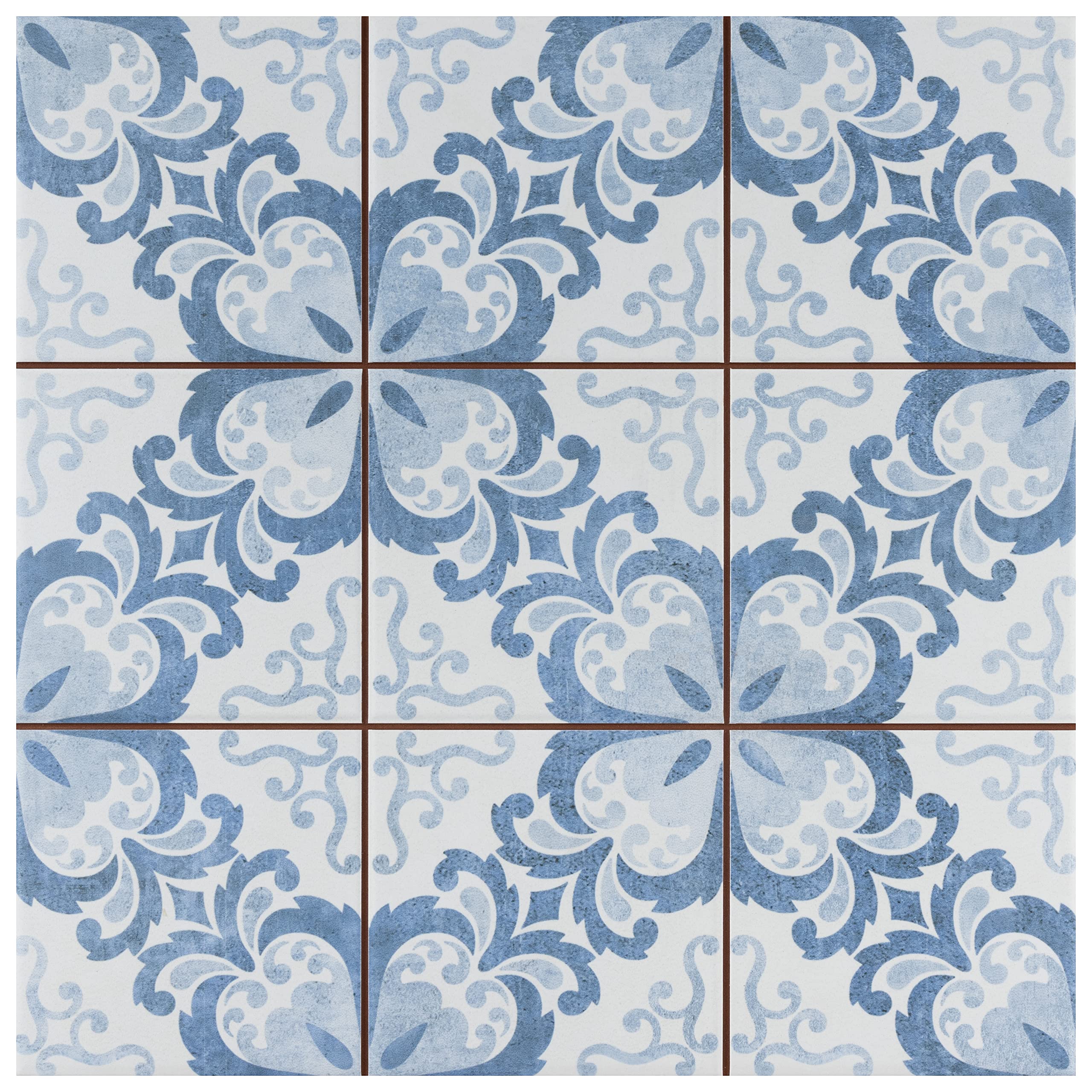 Merola Tile Harmonia Floral Lattice Blue 13