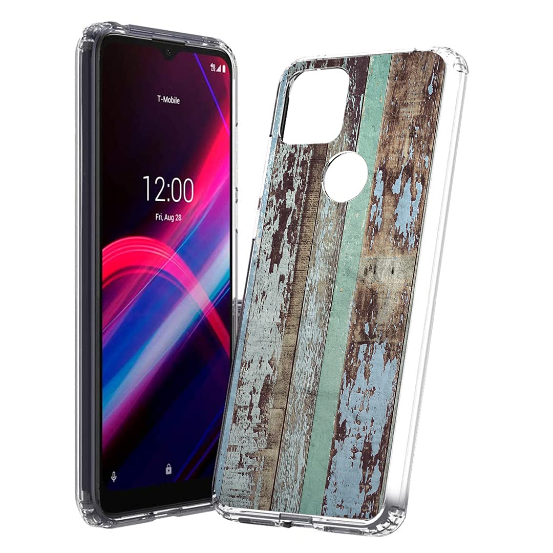 T-Mobile Revvl 4 Plus Case - Shockproof Clear Cover with Wood Print for Men & Women | Metro PCS Protection